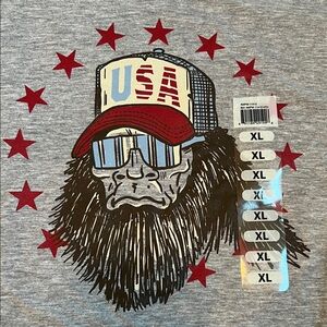 Gray Graphic Tee with Red Accents